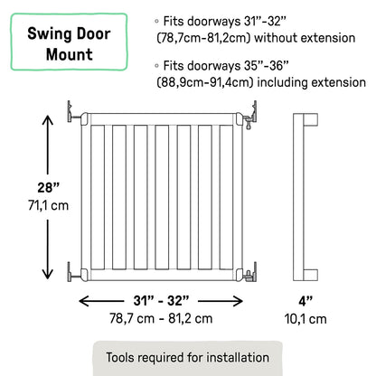 New Ingenuity The Doorway 36S Series Custom Collection, Safety Pet & Baby Gate, 30" - 36" Wide, 28" Tall (Natural) - Kidsy