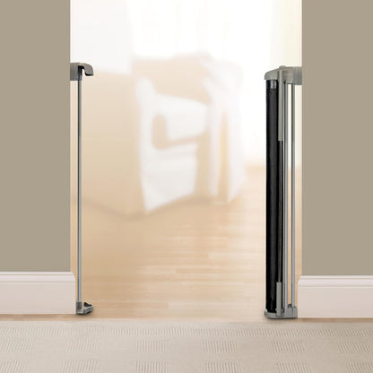 New Ingenuity The Thruway 52W Series Pet and Baby Retractable Gate with Tuck Away Mesh, 52" Wide, 30" Tall (Black) - Kidsy