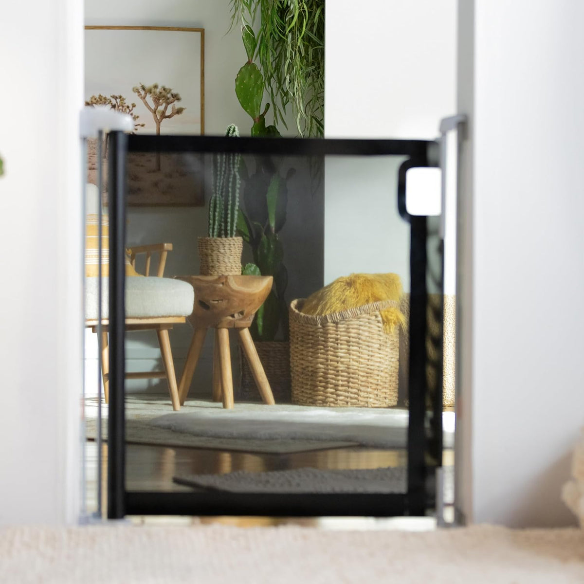 New Ingenuity The Thruway 52W Series Pet and Baby Retractable Gate with Tuck Away Mesh, 52" Wide, 30" Tall (Black) - Kidsy