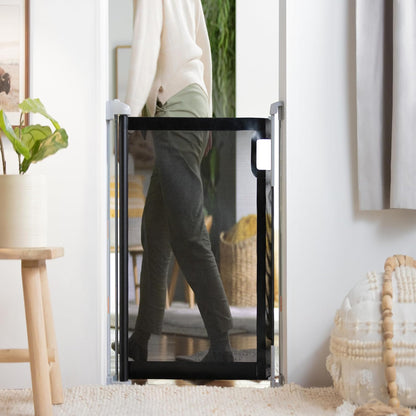 New Ingenuity The Thruway 52W Series Pet and Baby Retractable Gate with Tuck Away Mesh, 52" Wide, 30" Tall (Black) - Kidsy