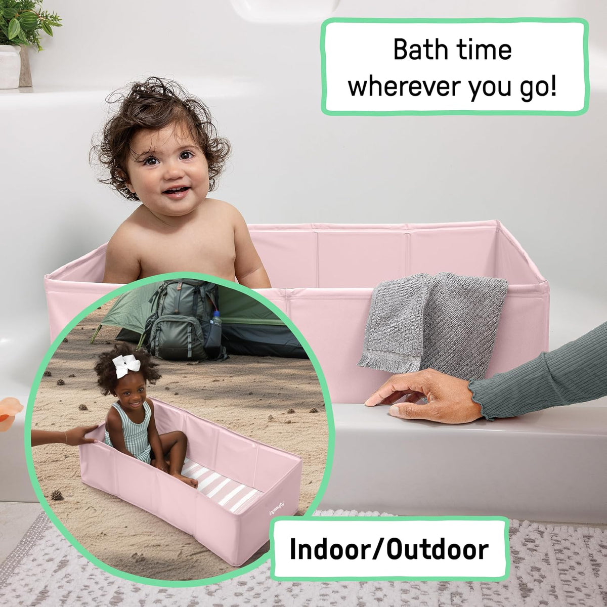 New Ingenuity Tuckaway Folding Toddler Tub (Pink) - Kidsy