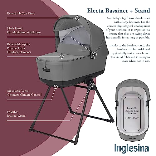 New Inglesina Electa Bassinet + Stand for Baby (Chelsea Gray) - Kidsy