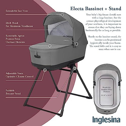New Inglesina Electa Bassinet + Stand for Baby (Chelsea Gray) - Kidsy