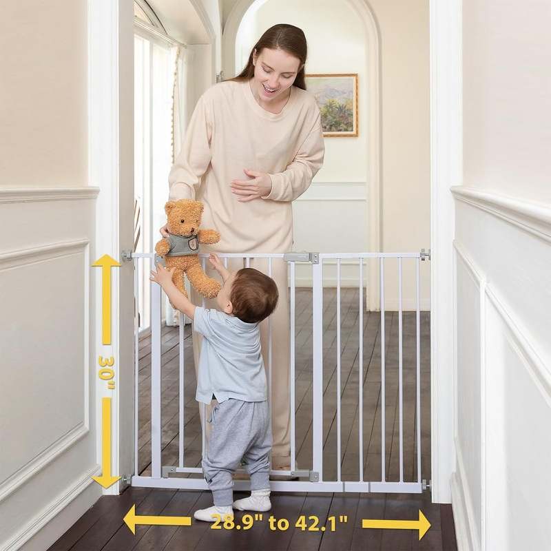 New InnoTruth 30" Pressure Mounted Baby Gate (White) - Kidsy