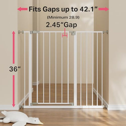 New InnoTruth 36" Extra Tall Baby Gate 28.9" - 42.1" (White) - Kidsy