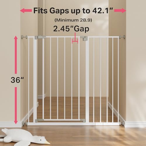 New InnoTruth 36" Extra Tall Baby Gate 28.9" - 42.1" (White) - Kidsy