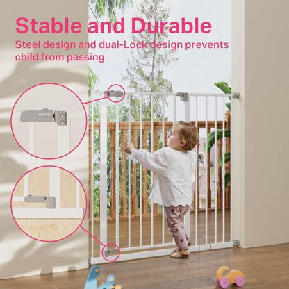 New InnoTruth 36" Extra Tall Baby Gate 28.9" - 42.1" (White) - Kidsy