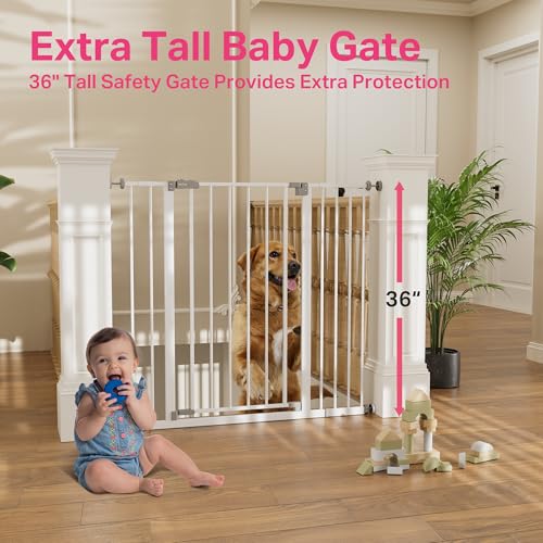 New InnoTruth 36" Extra Tall Baby Gate 28.9" - 42.1" (White) - Kidsy