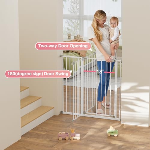 New InnoTruth 36" Extra Tall Baby Gate 28.9" - 42.1" (White) - Kidsy