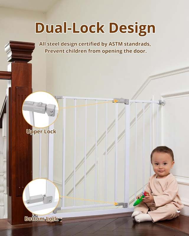 New InnoTruth Pressure - Mounted Baby Gate, 28.9–42.1" (White) - Kidsy