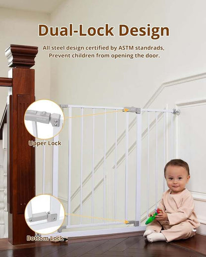 New InnoTruth Pressure - Mounted Baby Gate, 28.9–42.1" (White) - Kidsy
