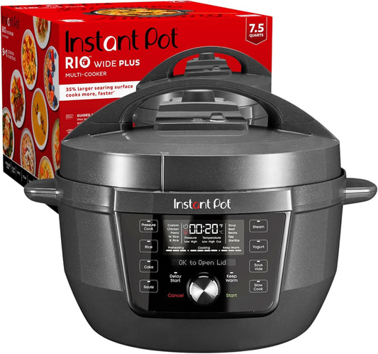 New Instant Pot RIO Wide Plus, 9 - in - 1 Electric Pressure Cooker 7.5 Quarts - Kidsy