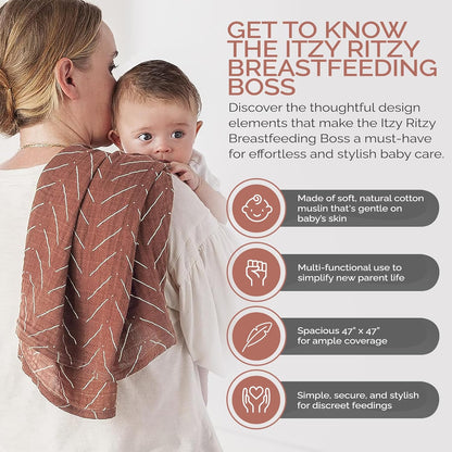 New Itzy Ritzy Breastfeeding Boss Multi-Use Cover 47” x 47” (Mudcloth) - Kidsy