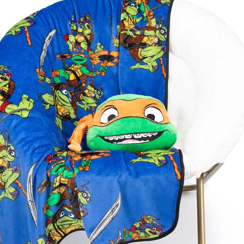 New Jay Franco TMNT Michaelangelo Nogginz Blanket & Pillow Set (Orange) - Kidsy