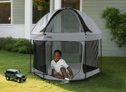 New Jeep Hexagon Pop Up Play Yard with Removable Canopy (Grey) - Kidsy
