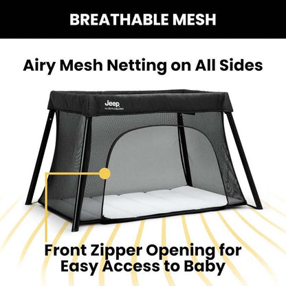New Jeep Horizon Compact Travel 2 - in - 1 Playard and Bassinet (Black) - Kidsy