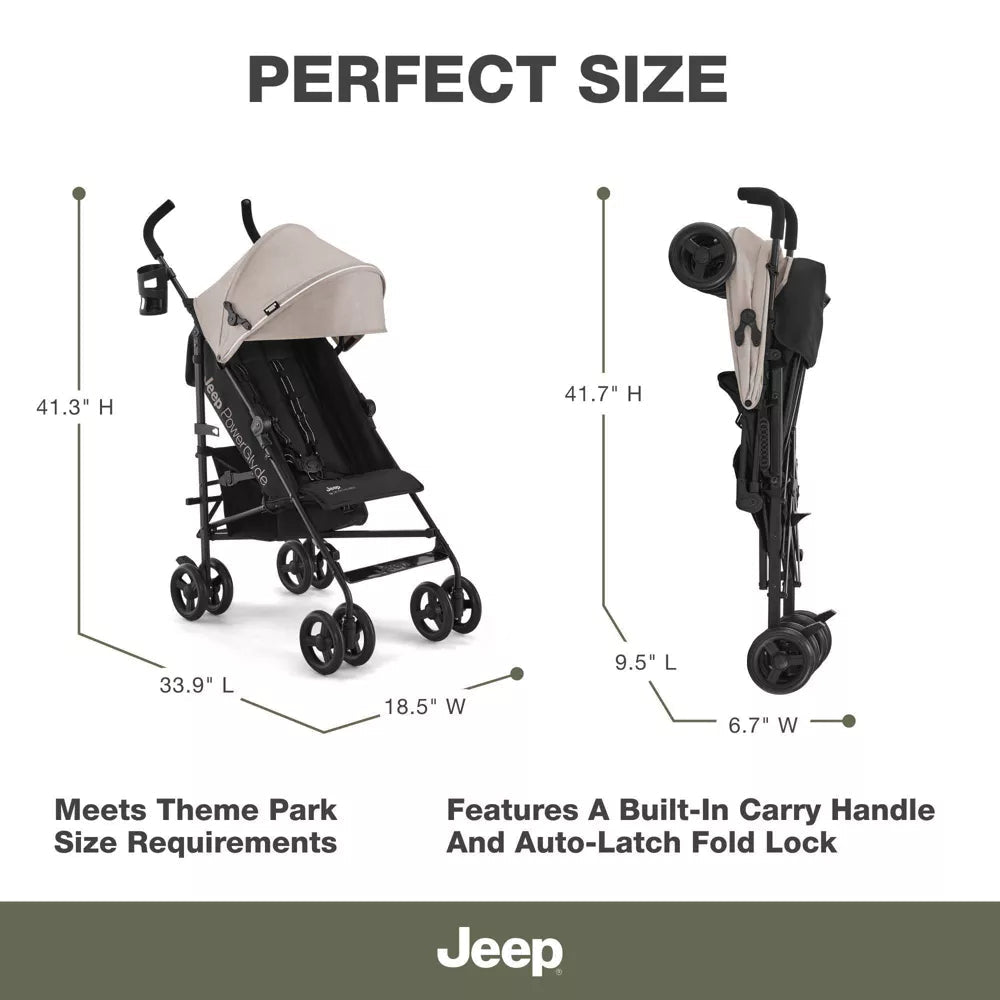New Jeep PowerGlyde Lightweight Stroller by Delta Children (Tan) - Kidsy