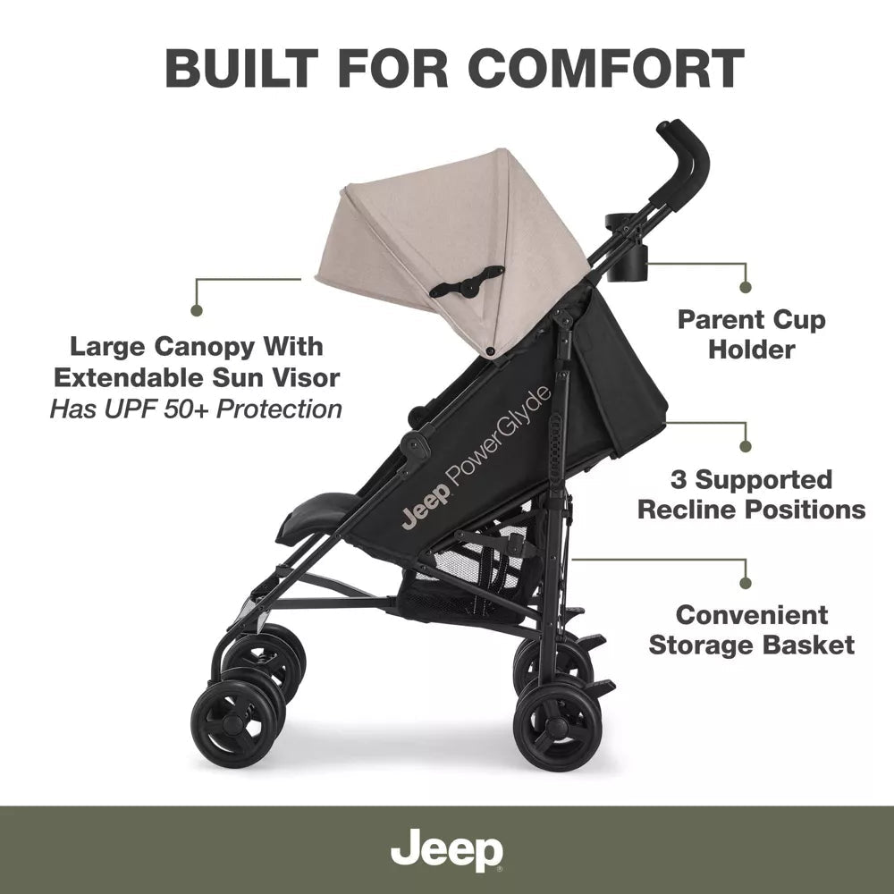 New Jeep PowerGlyde Lightweight Stroller by Delta Children (Tan) - Kidsy