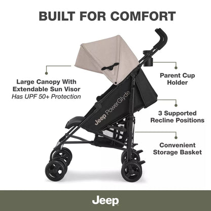 New Jeep PowerGlyde Lightweight Stroller by Delta Children (Tan) - Kidsy