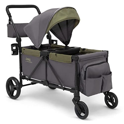 New Jeep Sport All - Terrain Stroller Wagon by Delta Children (Grey/Olive Green) - Kidsy