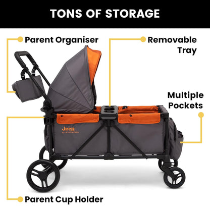 New Jeep Sport All - Terrain Stroller Wagon with Accessories (Grey/Bonfire) - Kidsy