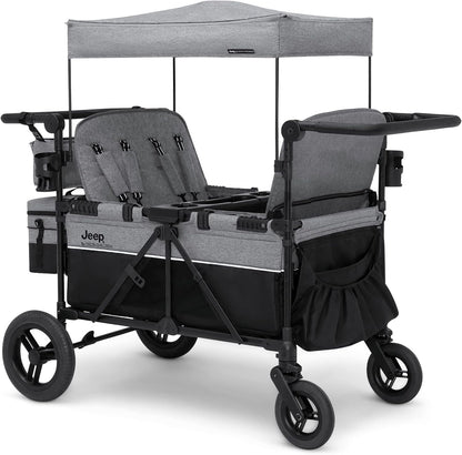 New Jeep Wrangler Deluxe 4-Seater Stroller Wagon (Grey Shadow) - Kidsy