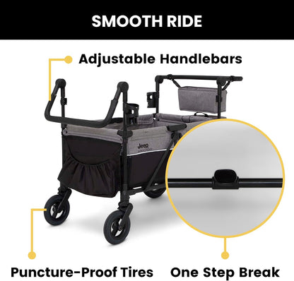 New Jeep Wrangler Deluxe 4-Seater Stroller Wagon (Grey Shadow) - Kidsy
