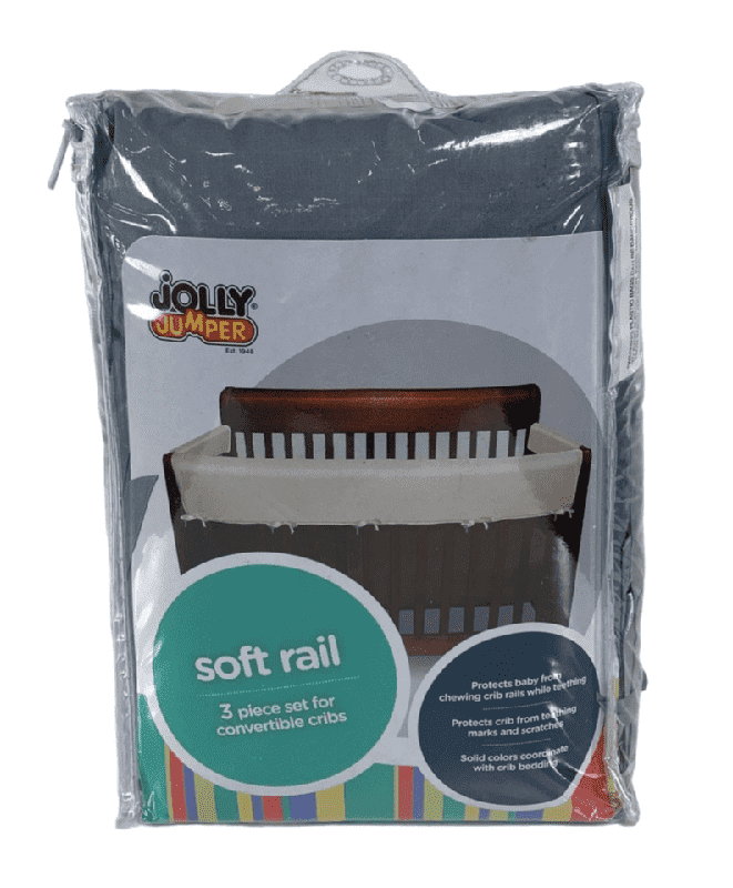 New Jolly Jumper 3 Piece Soft Rail for Convertible Cribs (Light Gray/White) - Kidsy