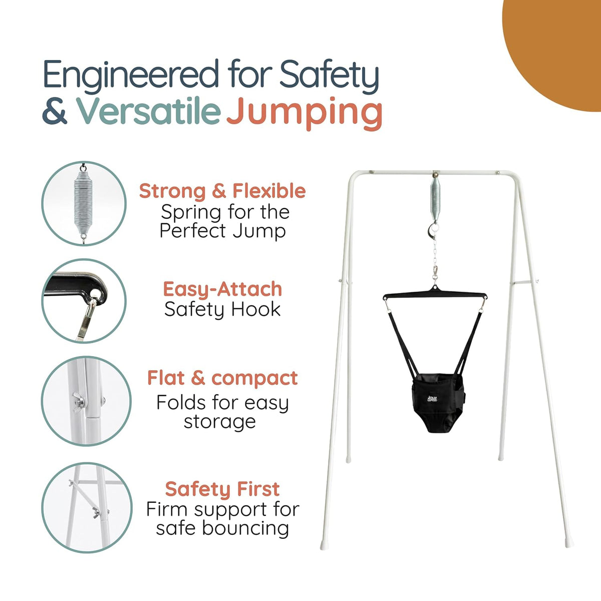 New Jolly Jumper Classic Baby Jumper with Stand (Carbon Black) - Kidsy