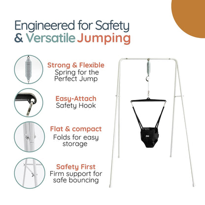 New Jolly Jumper Classic Baby Jumper with Stand (Carbon Black) - Kidsy