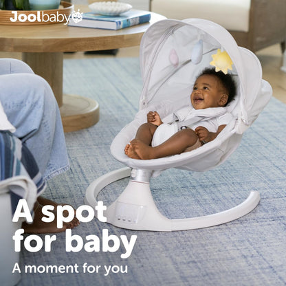 New Jool Baby Nova Baby Swing for Infants – Bluetooth Music, Remote (Stone) - Kidsy