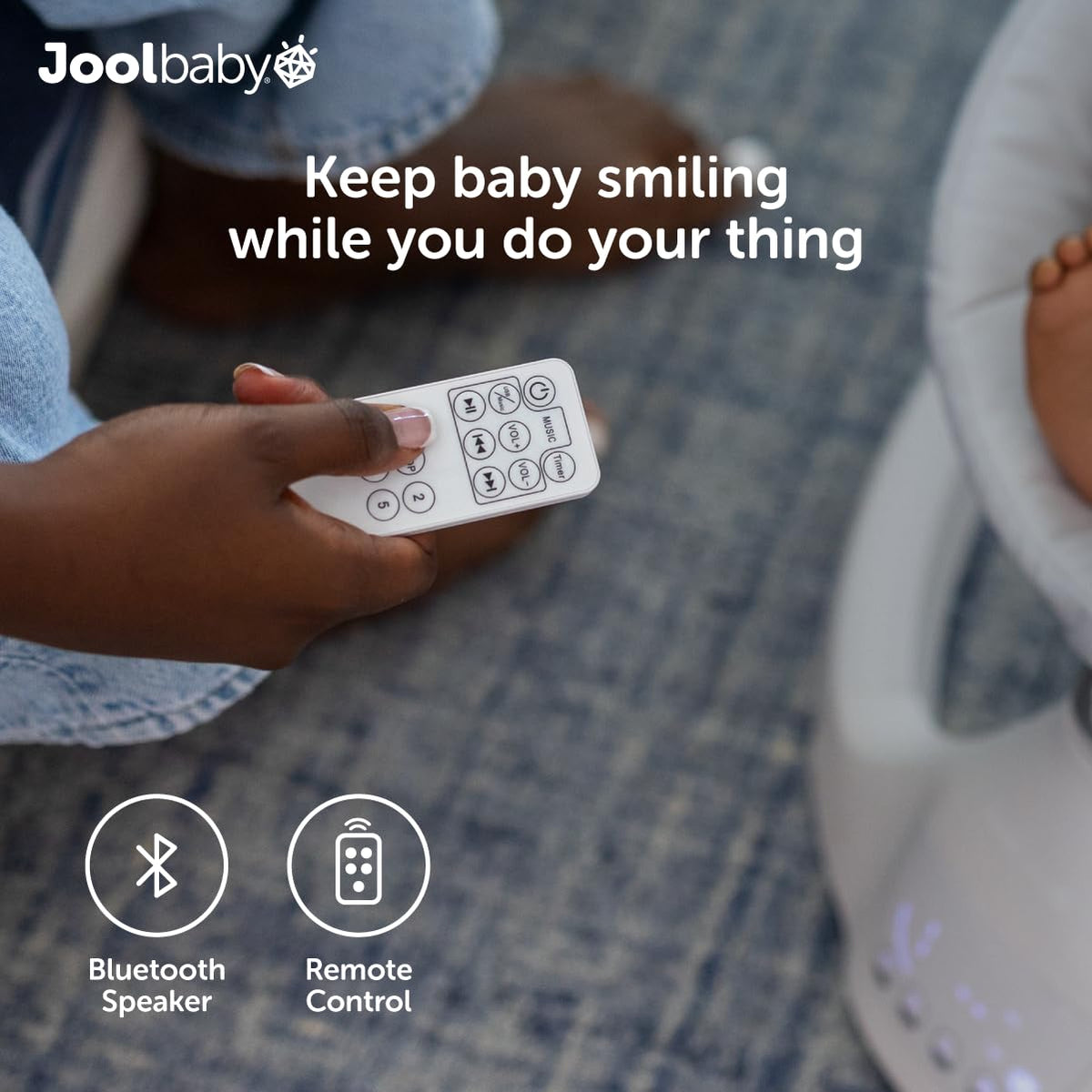 New Jool Baby Nova Baby Swing for Infants – Bluetooth Music, Remote (Stone) - Kidsy