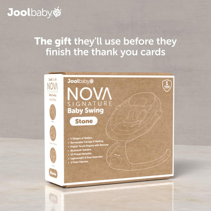 New Jool Baby Nova Baby Swing for Infants – Bluetooth Music, Remote (Stone) - Kidsy