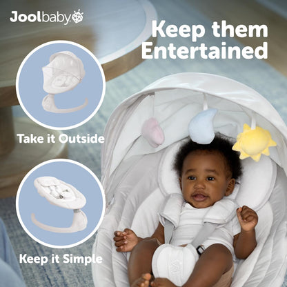 New Jool Baby Nova Baby Swing for Infants – Bluetooth Music, Remote (Stone) - Kidsy
