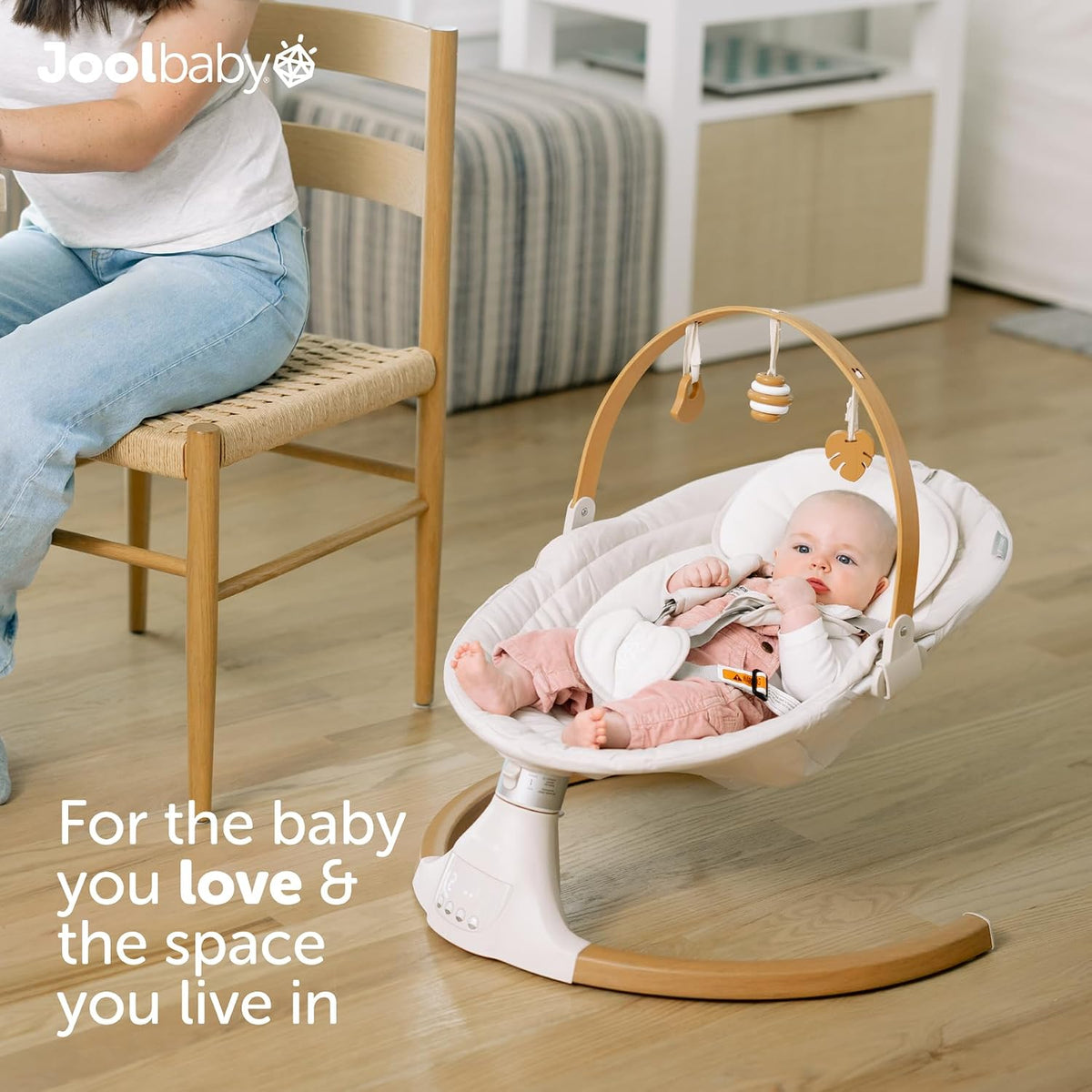 New Jool Baby Nova Nature Baby Swing with Bluetooth Music & Remote (Oatmeal) - Kidsy