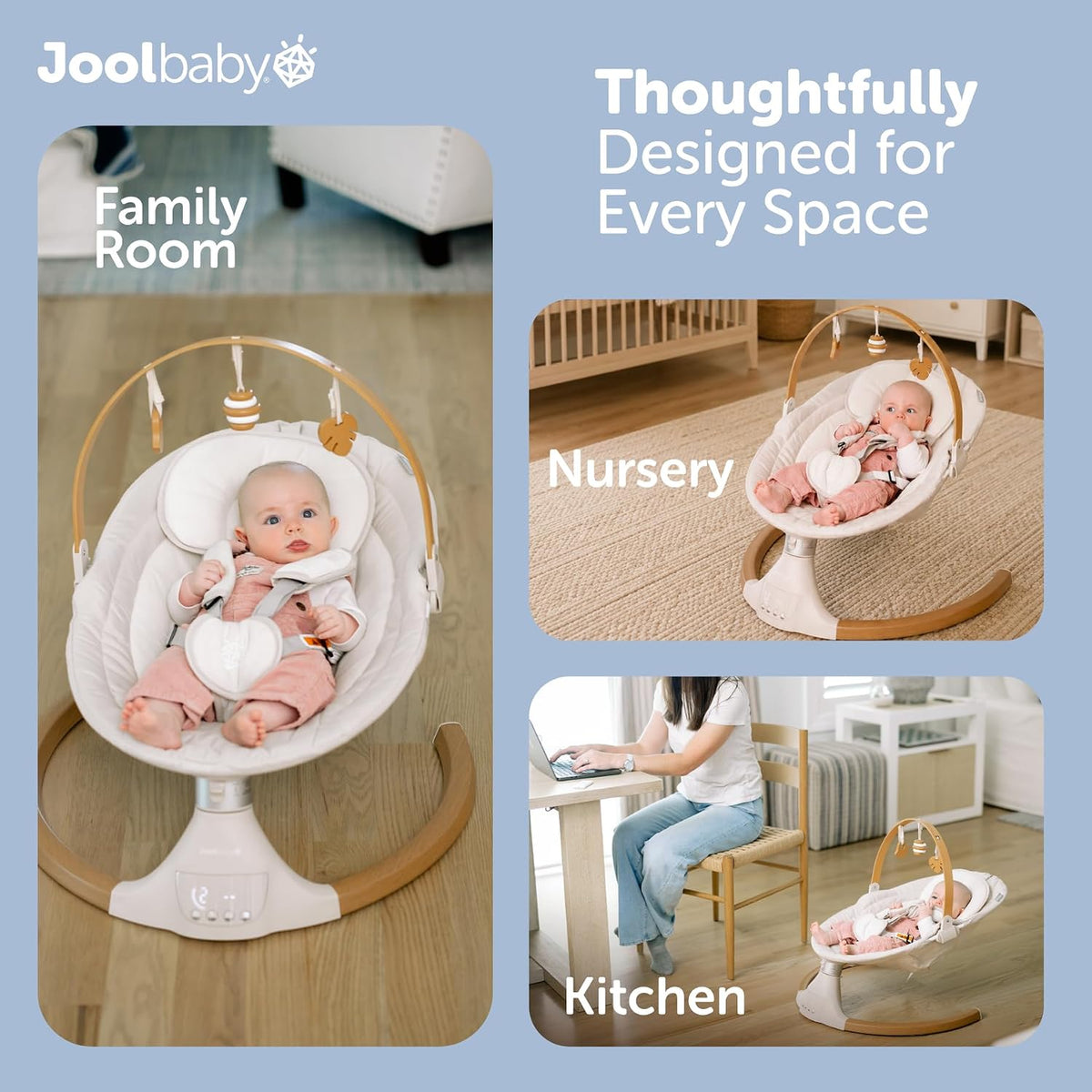 New Jool Baby Nova Nature Baby Swing with Bluetooth Music & Remote (Oatmeal) - Kidsy