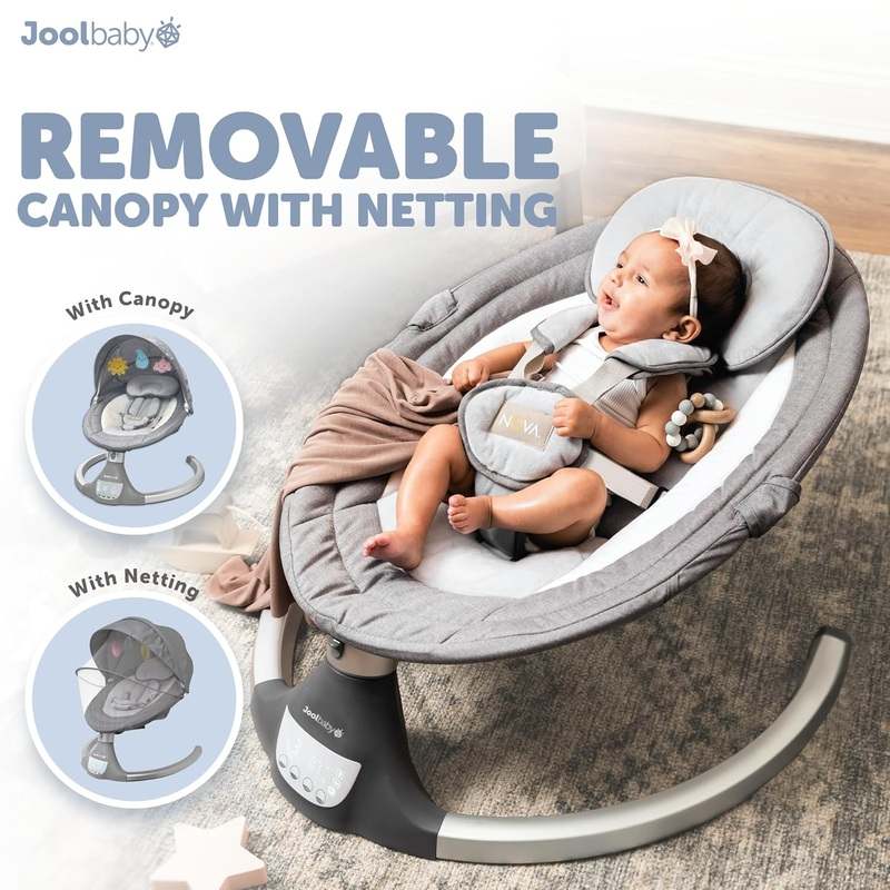New Jool Baby Nova Swing Motorized Infant Swing (Gray) - Kidsy