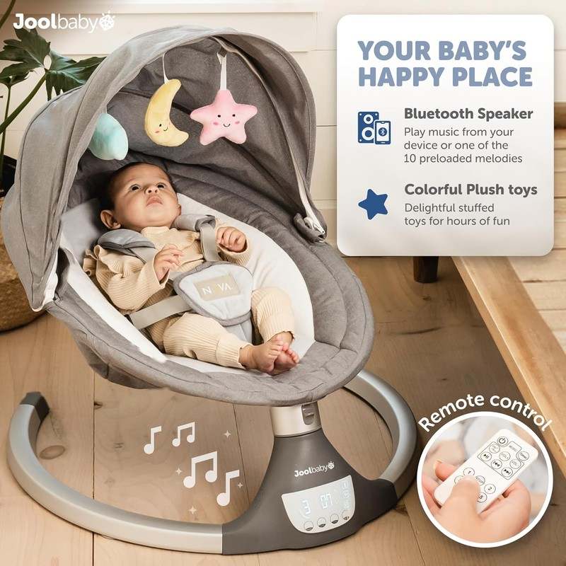 New Jool Baby Nova Swing Motorized Infant Swing (Gray) - Kidsy