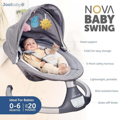 New Jool Baby Nova Swing Motorized Infant Swing (Gray) - Kidsy