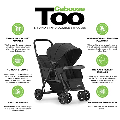 New Joovy Caboose Too Sit and Stand Double Stroller (Black Graphite) - Kidsy
