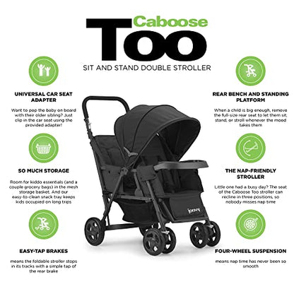 New Joovy Caboose Too Sit and Stand Double Stroller (Black Graphite) - Kidsy