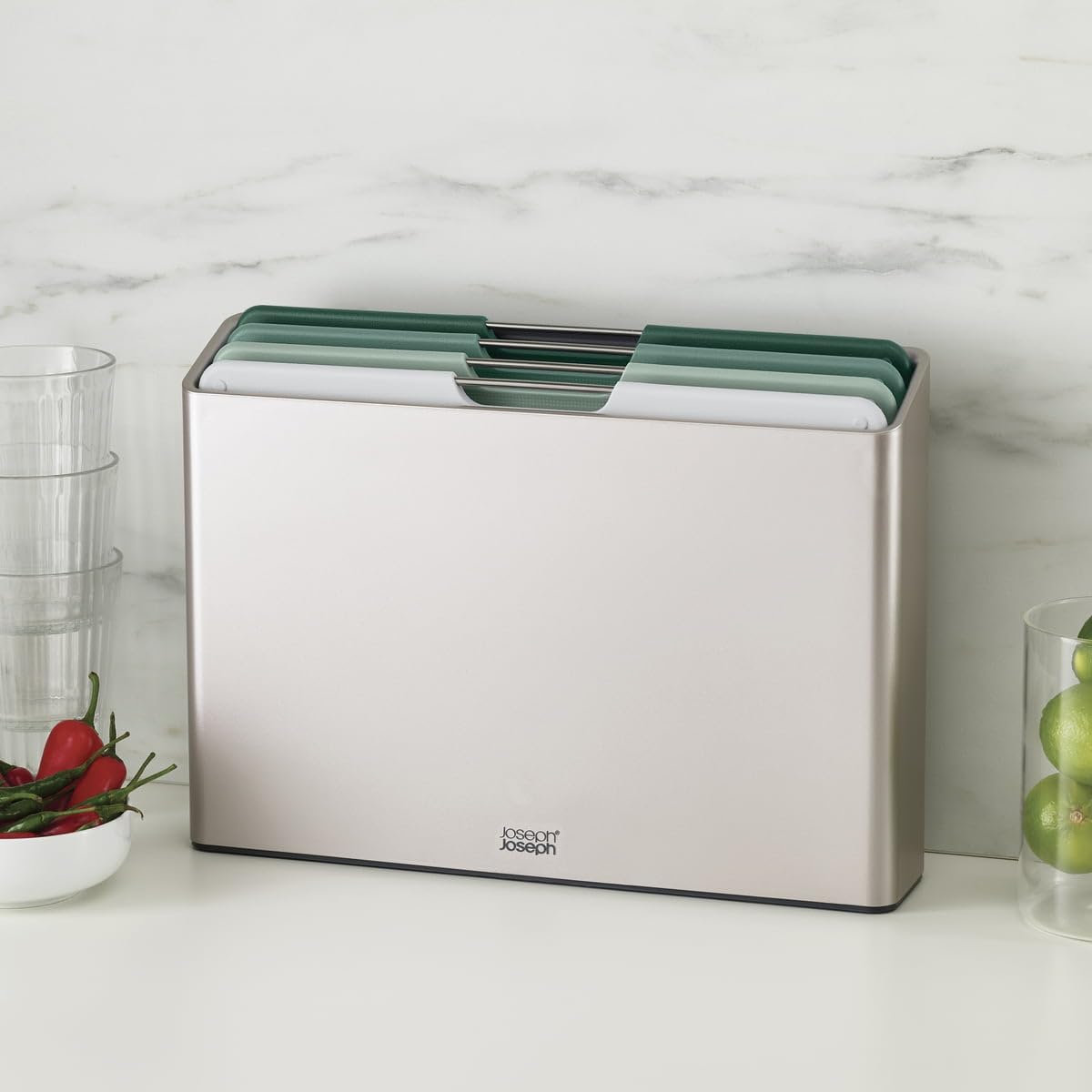 New Joseph Joseph Folio 4 - Piece Color - Coded Cutting Board Set (Sage Green) - Kidsy