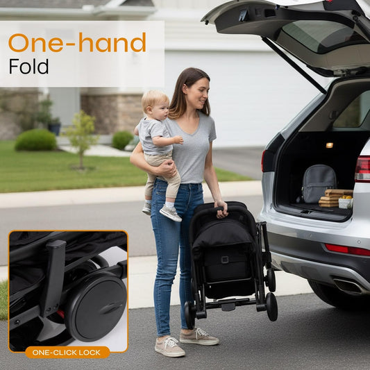 New Jovial Lightweight Baby Stroller, Folding Travel Stroller (39.8" x 18.7" x 32.3") - Kidsy