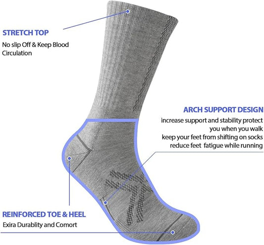 New JOYNÉE Mens Cushioned Athletic Crew Socks (12 Pairs, Grey) - Kidsy