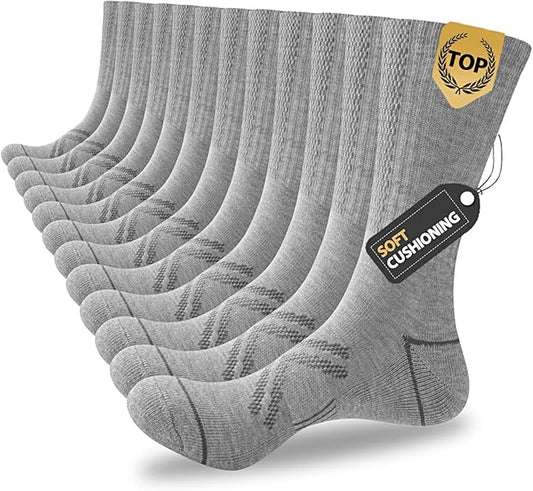 New JOYNÉE Mens Cushioned Athletic Crew Socks (12 Pairs, Grey) - Kidsy