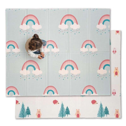 New JumpOff Jo Baby Play Mat Double - Sided (70" x 59") - Woodland Rainbow - Kidsy