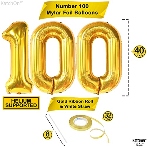 New KatchOn Gold Number 100 Balloon 40 Inch - Kidsy
