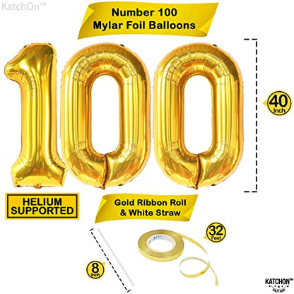 New KatchOn Gold Number 100 Balloon 40 Inch - Kidsy