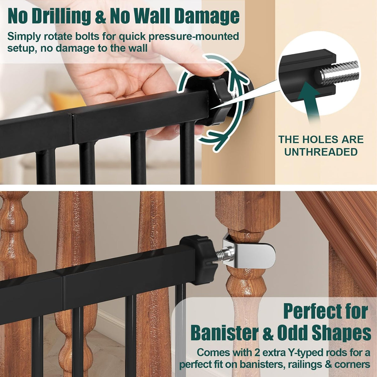 New keny 36" Extra Tall Baby Gate for Doorways (29.7-46"Wide,36"Tall - Black) - Kidsy
