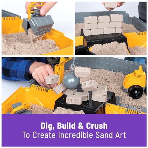 New Kinetic Sand, Construction Site Folding Sandbox with 2lbs Play Sand & Toy Truck - Kidsy